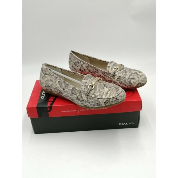 Rialto Guiding Loafer Flats Snakeskin Print Women's US 7.5W Wide New - Picture 1 of 12